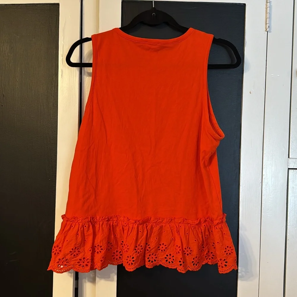 J. Crew Women’s Orange/Red sleeveless peplum tank top size Medium - Picture 2 of 4